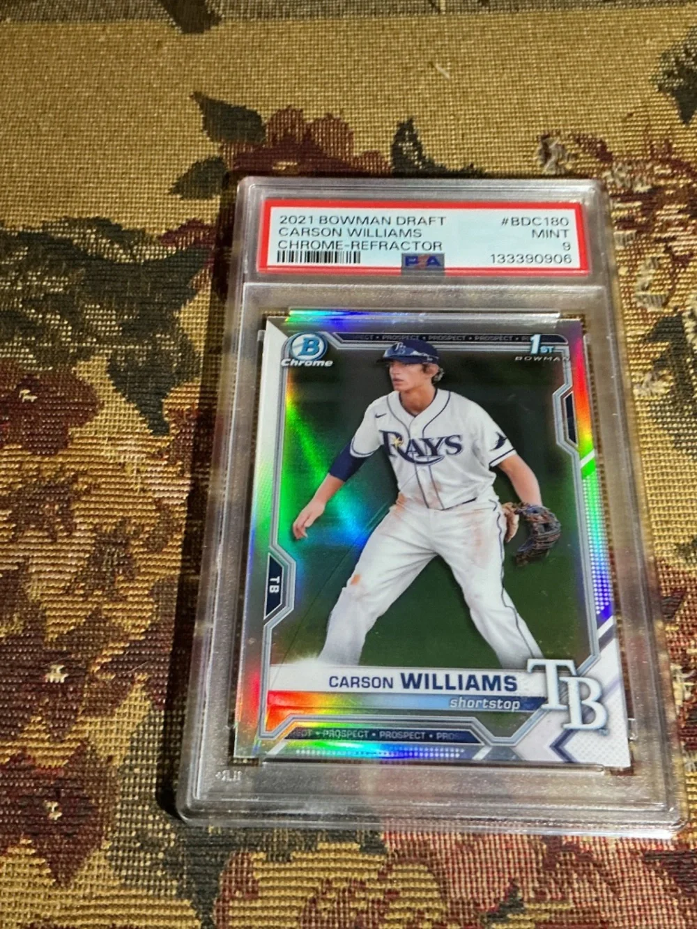 2021 BOWMAN DRAFT CHROME-REFRACTOR #BDC180 CARSON WILLIAMS Rookie Graded PSA 9